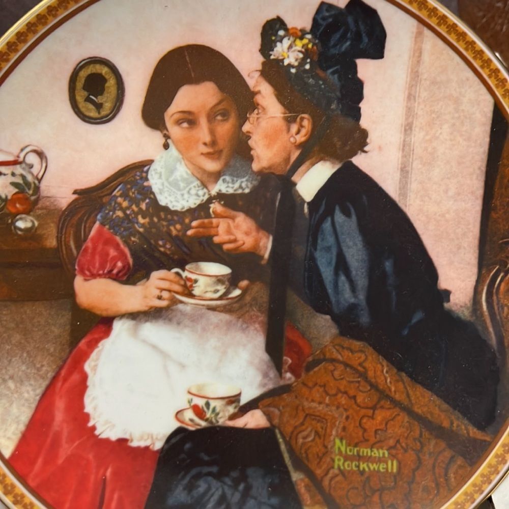 Norman Rockwell 1983 Limited Etd Gossiping In The Alcove Plate COA New In Box